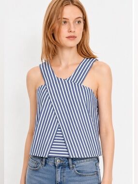 Zara Basics blue and white striped tank
